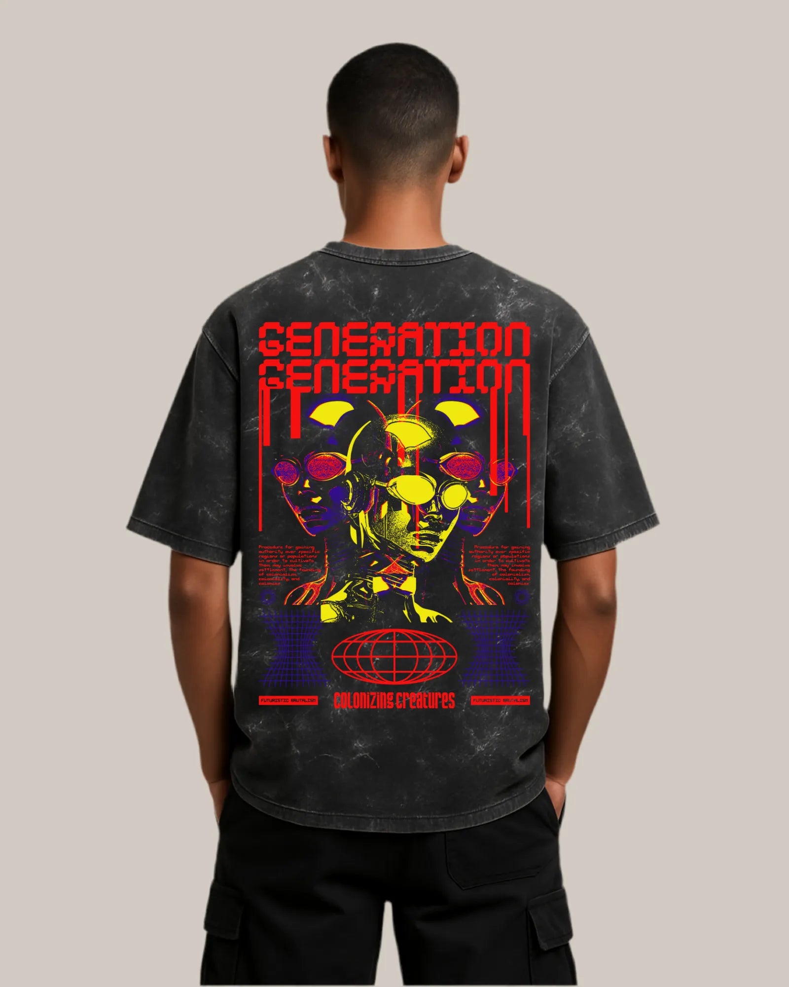 Acid Wash Oversized T-shirt: Cybernetic Generation