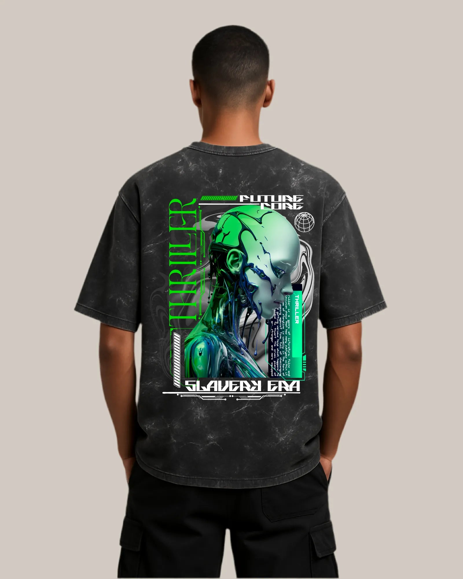 Acid Wash Oversized T-shirt: Thriller Future Core