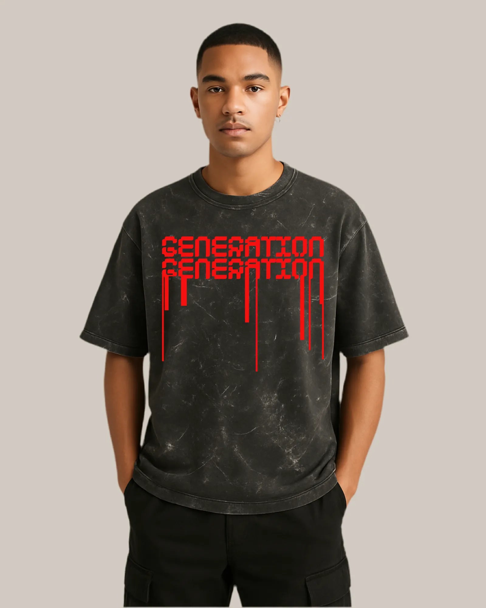 Acid Wash Oversized T-shirt: Cybernetic Generation