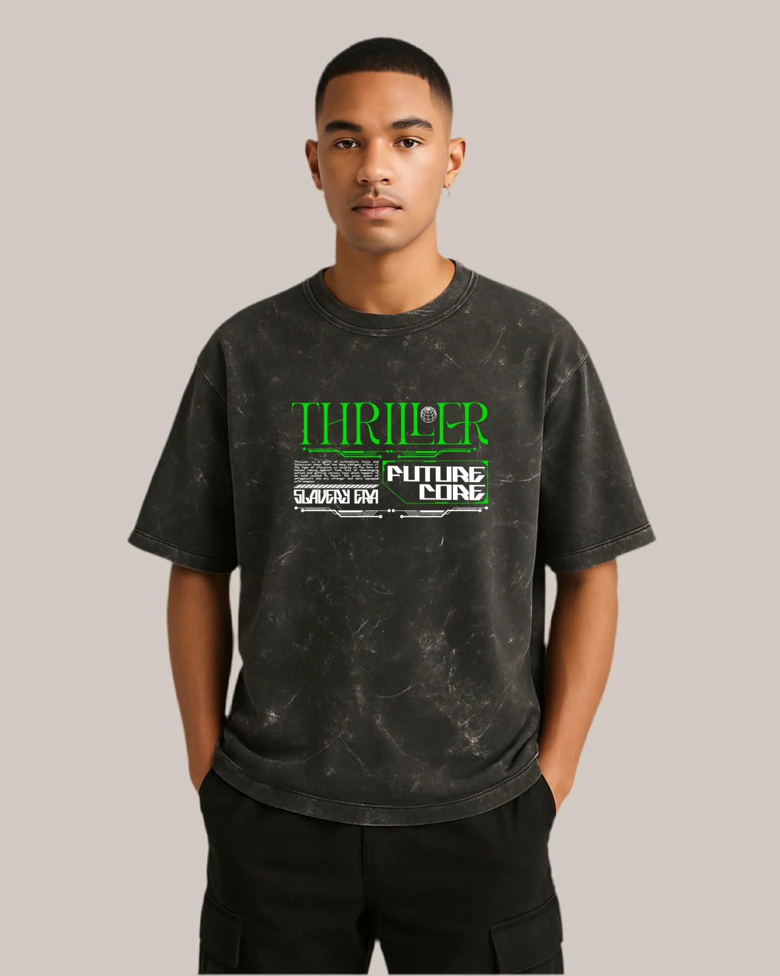 Acid Wash Oversized T-shirt: Thriller Future Core