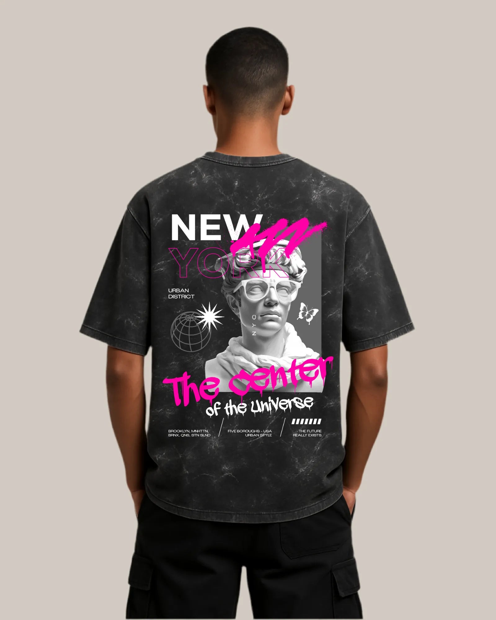 Acid Wash Oversized T-shirt: NYC -The Urban Core