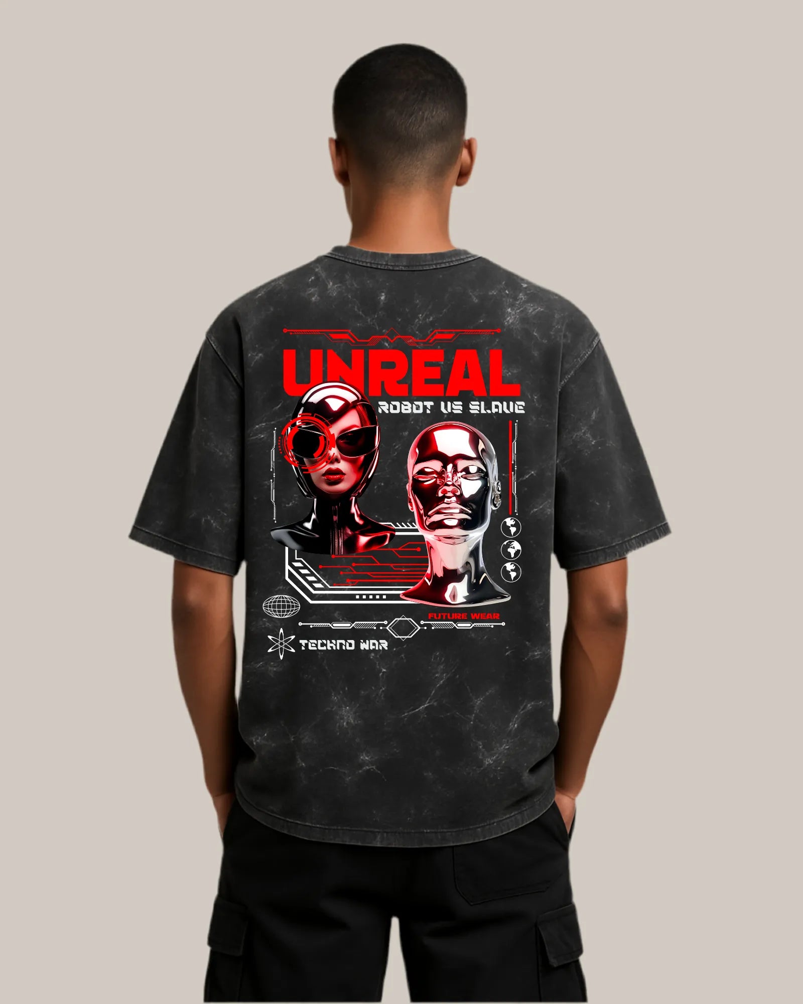 Acid Wash Oversized T-shirt: Unreal Techno