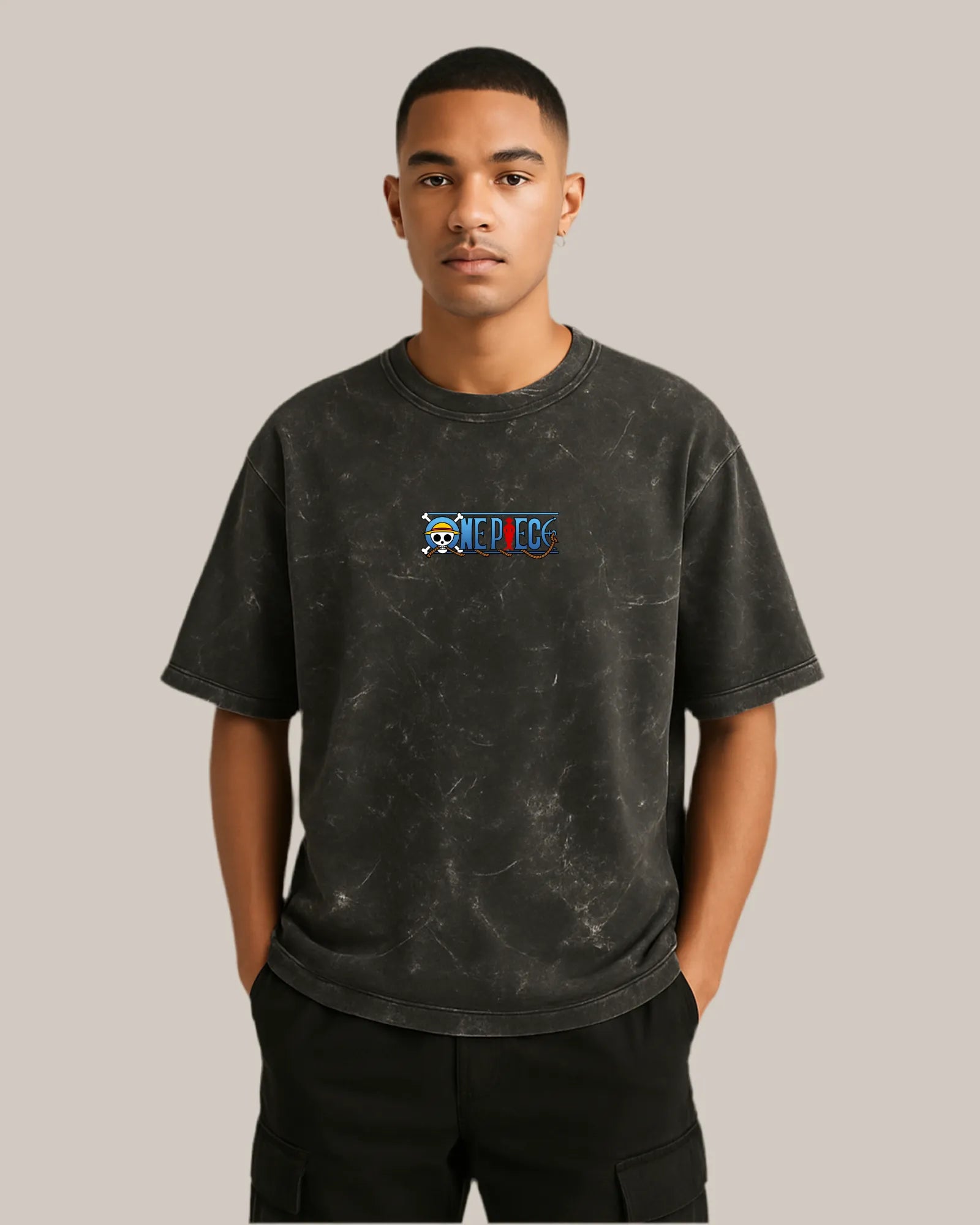 Acid Wash Oversized T-shirt: One Piece “Luffy Gear Punch”