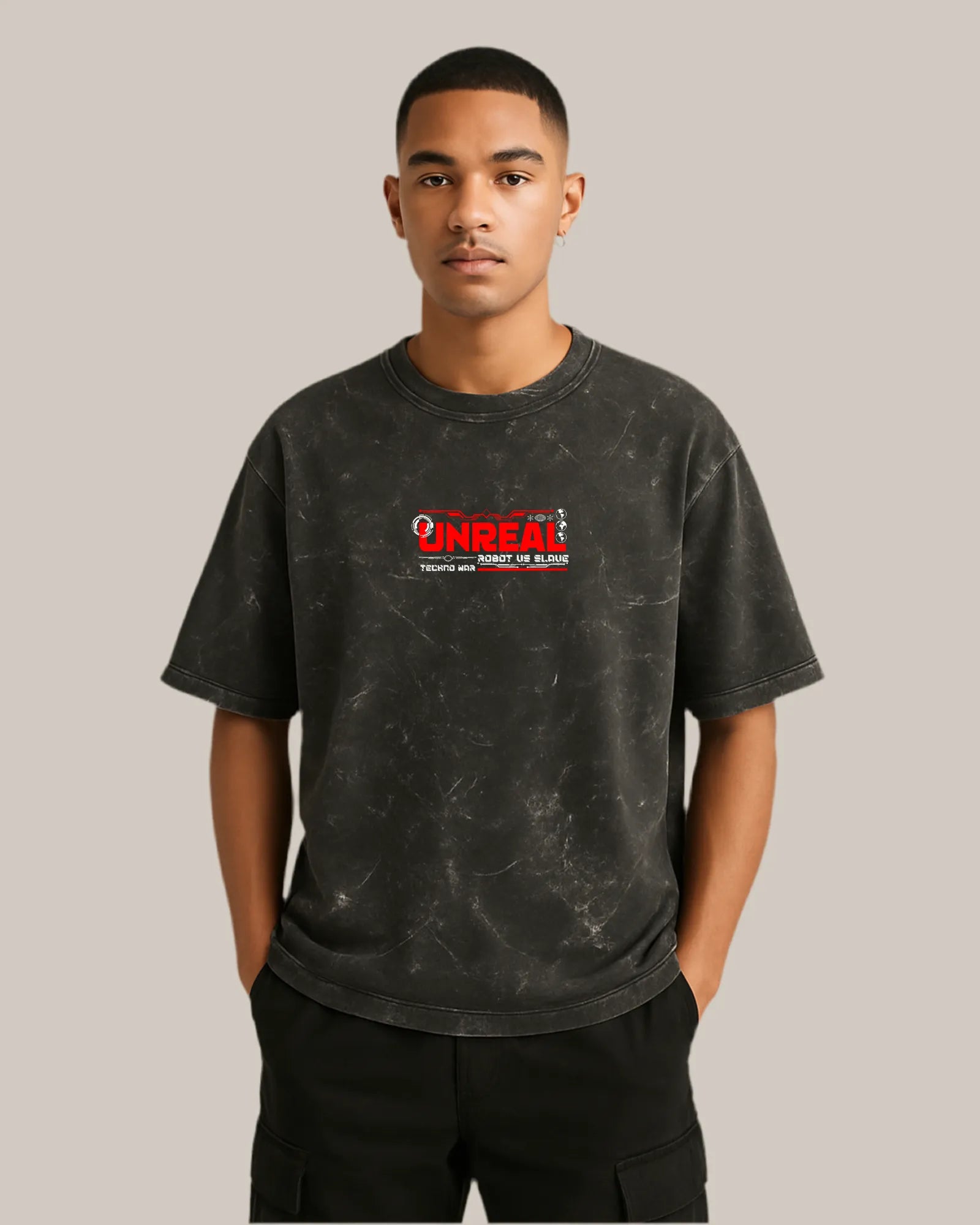Acid Wash Oversized T-shirt: Unreal Techno