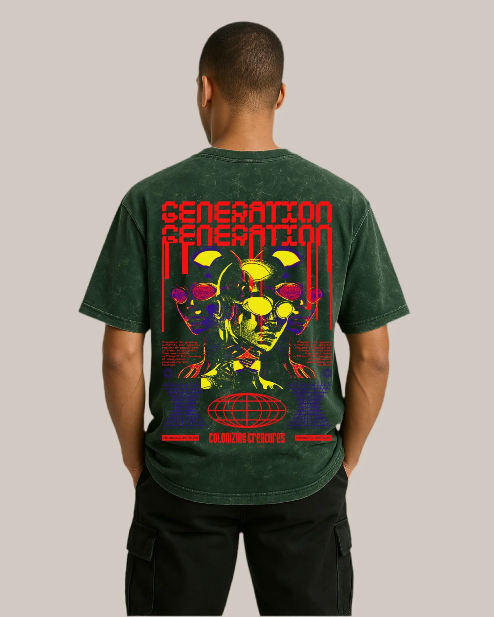 Acid Wash Oversized T-shirt: Cybernetic Generation
