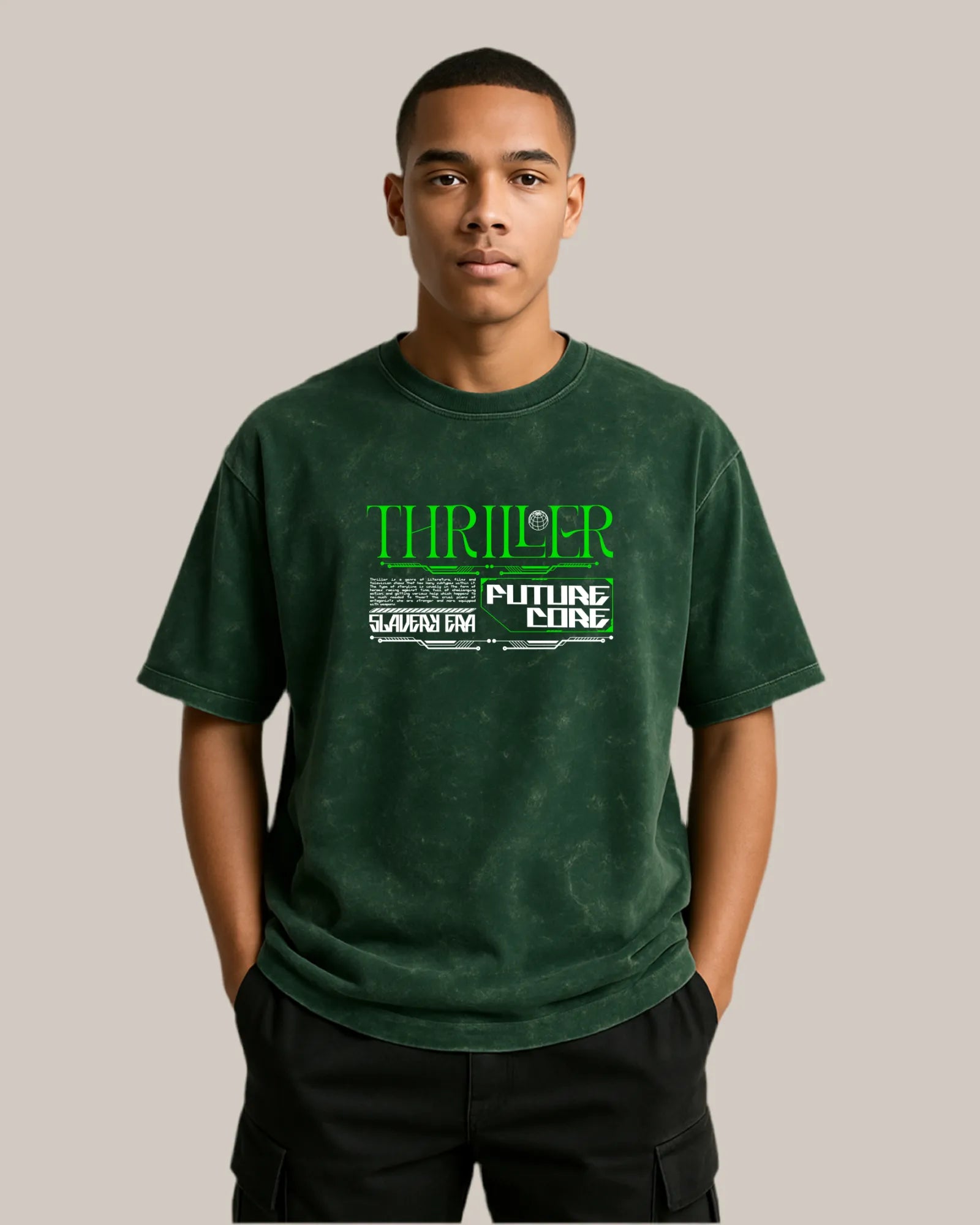 Acid Wash Oversized T-shirt: Thriller Future Core