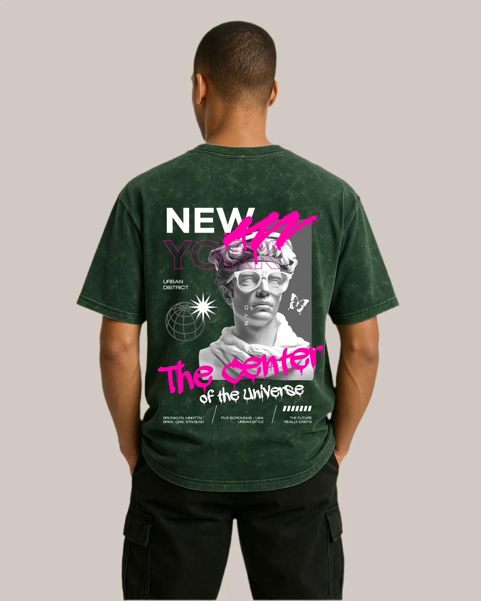 Acid Wash Oversized T-shirt: NYC -The Urban Core