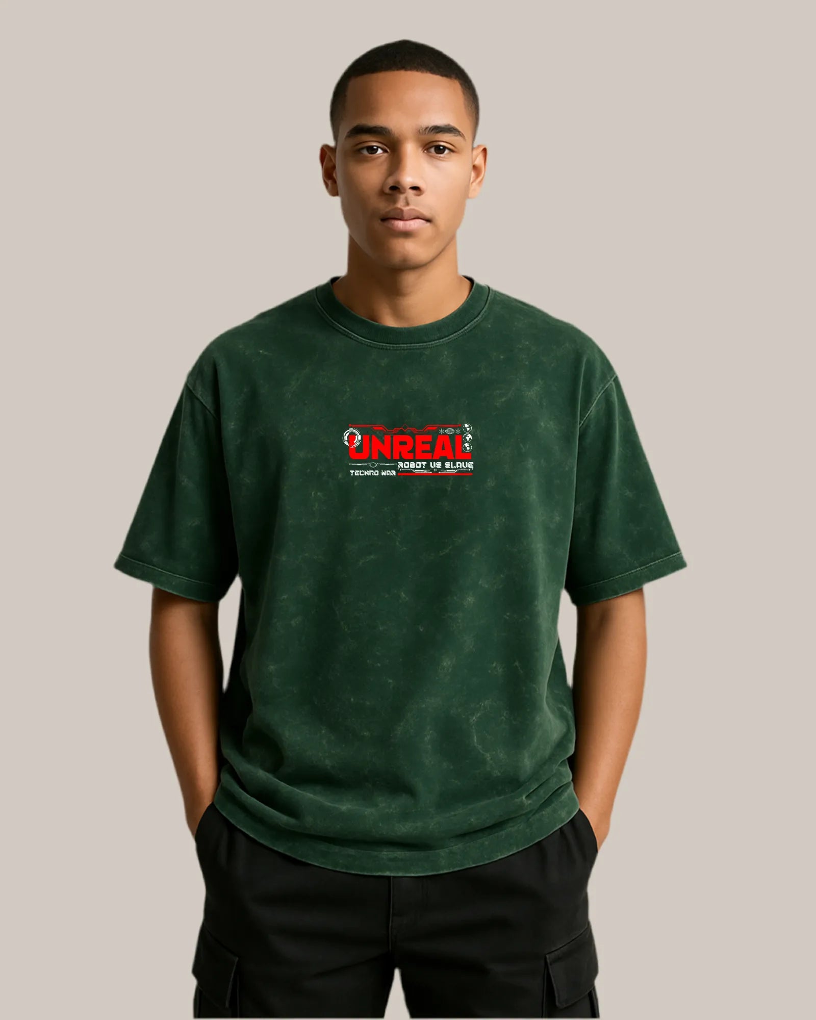 Acid Wash Oversized T-shirt: Unreal Techno