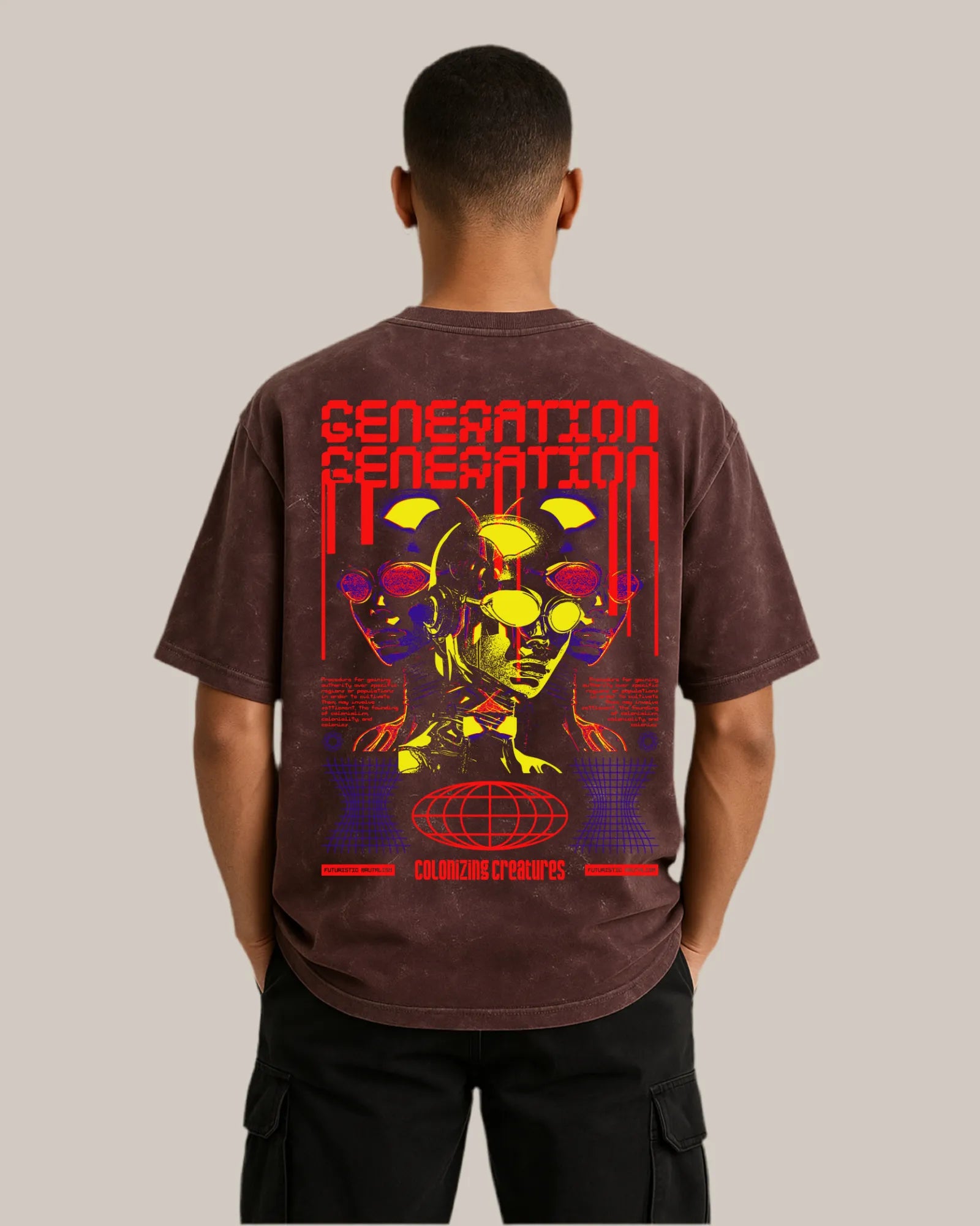 Acid Wash Oversized T-shirt: Cybernetic Generation