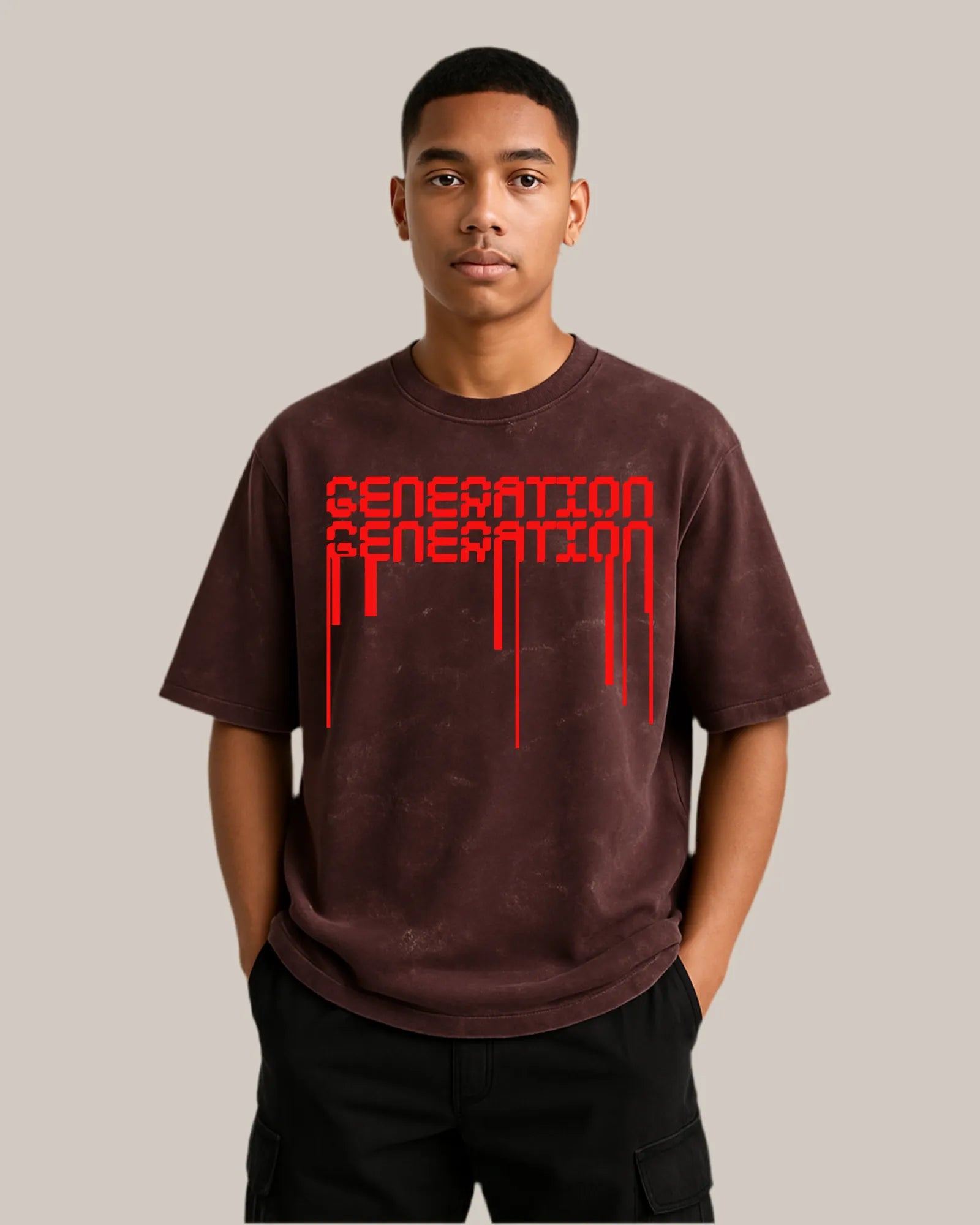 Acid Wash Oversized T-shirt: Cybernetic Generation