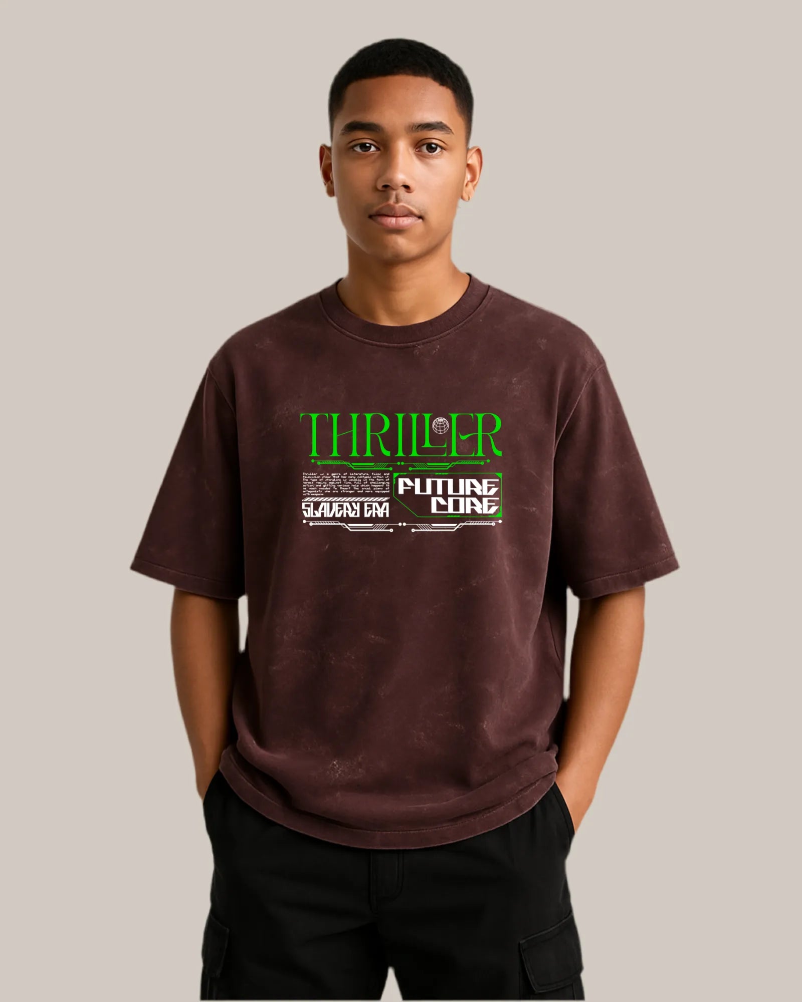 Acid Wash Oversized T-shirt: Thriller Future Core