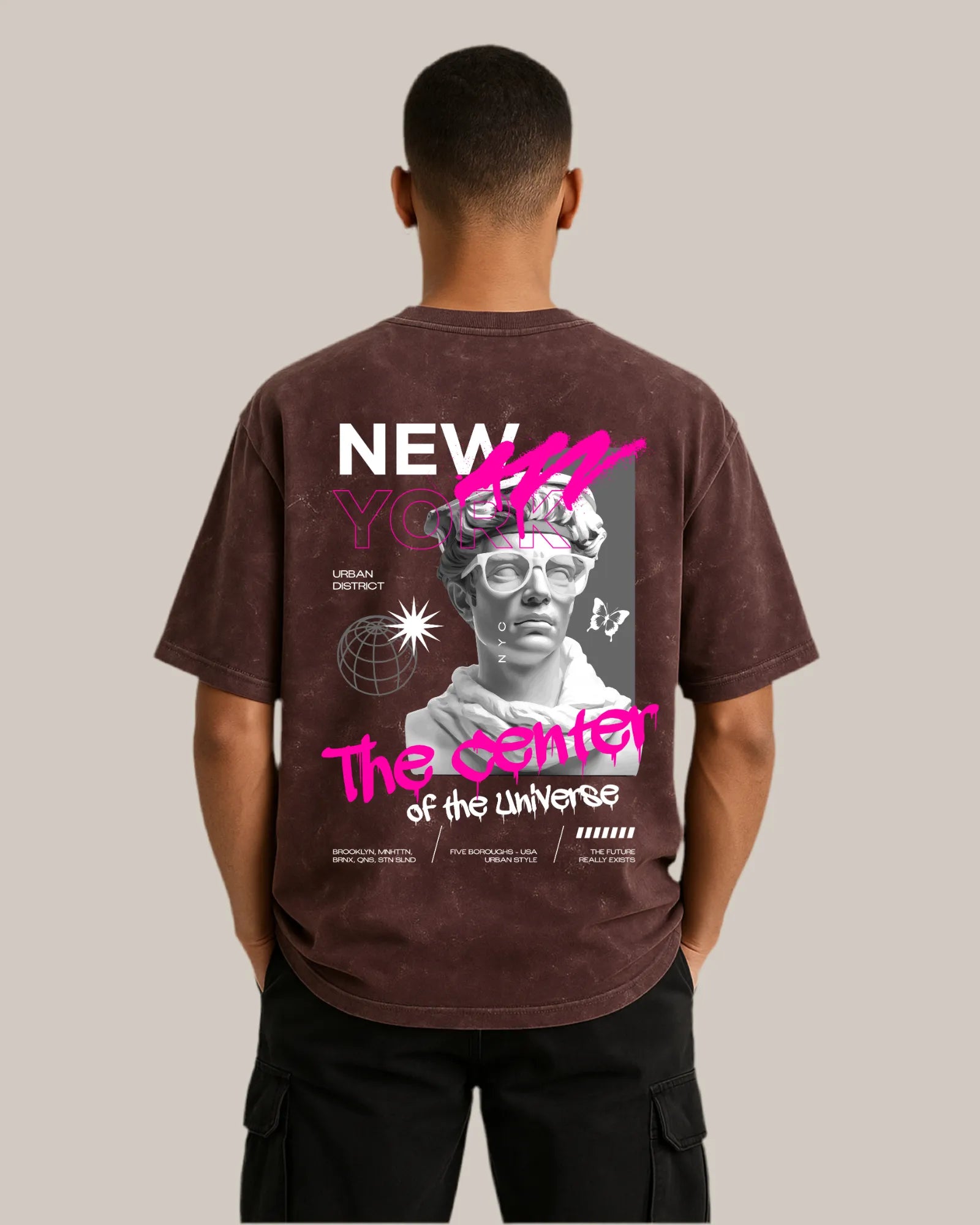 Acid Wash Oversized T-shirt: NYC -The Urban Core