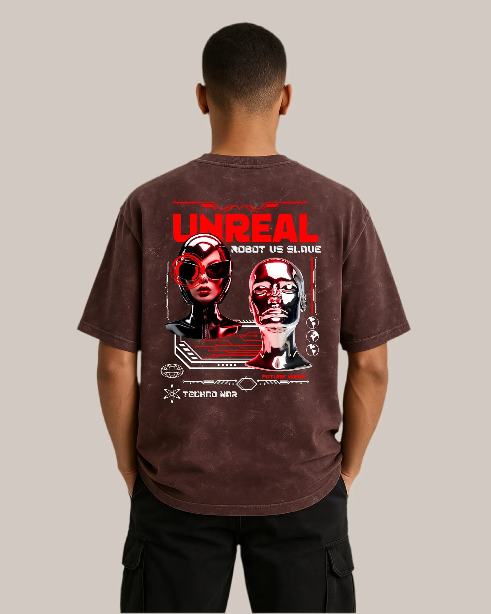Acid Wash Oversized T-shirt: Unreal Techno