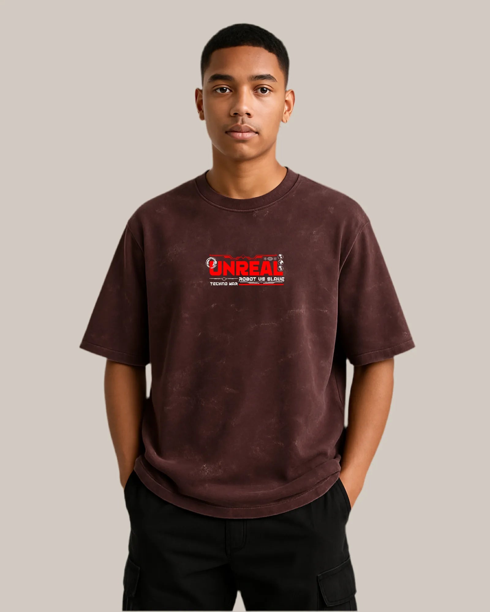 Acid Wash Oversized T-shirt: Unreal Techno