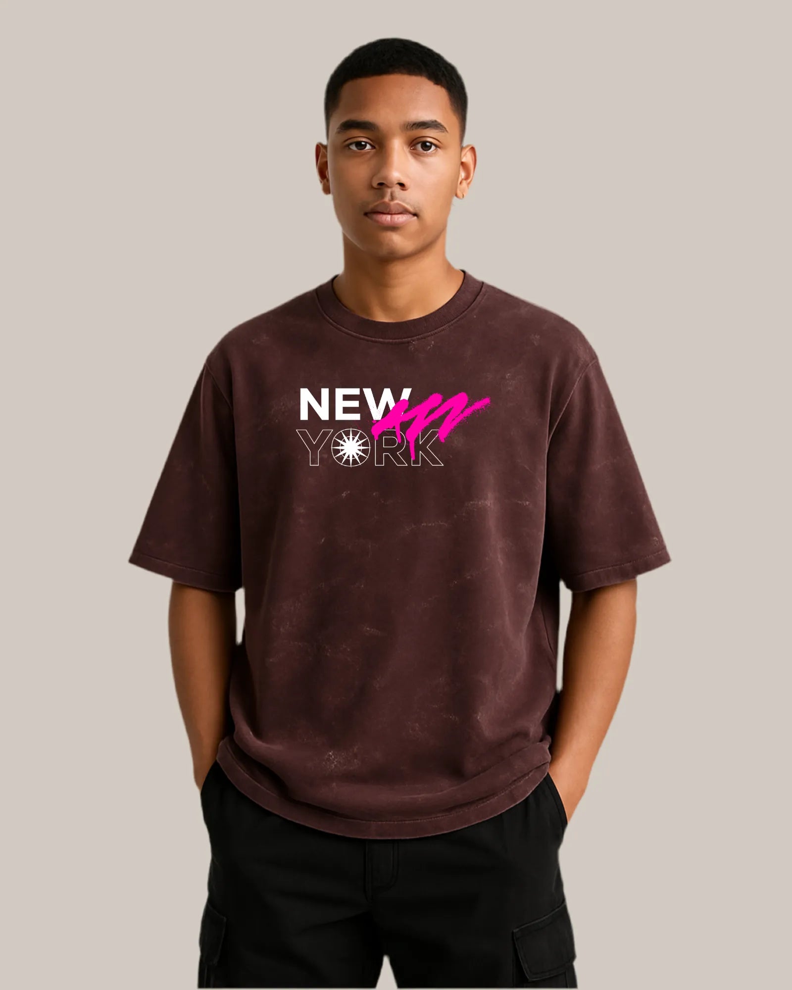Acid Wash Oversized T-shirt: NYC -The Urban Core