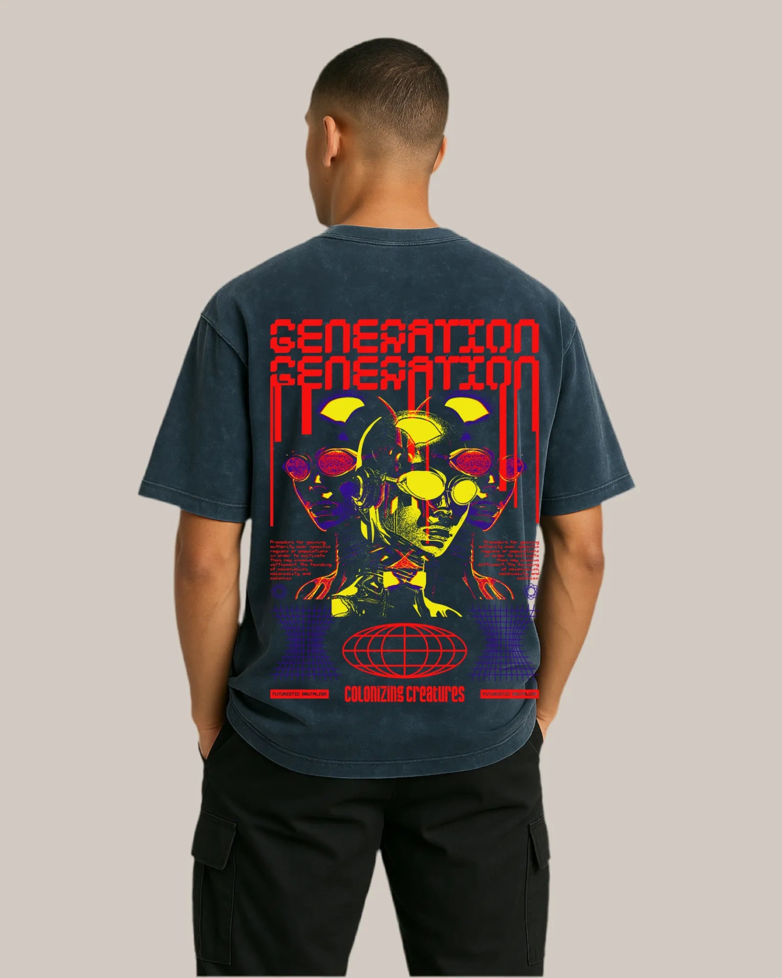 Acid Wash Oversized T-shirt: Cybernetic Generation