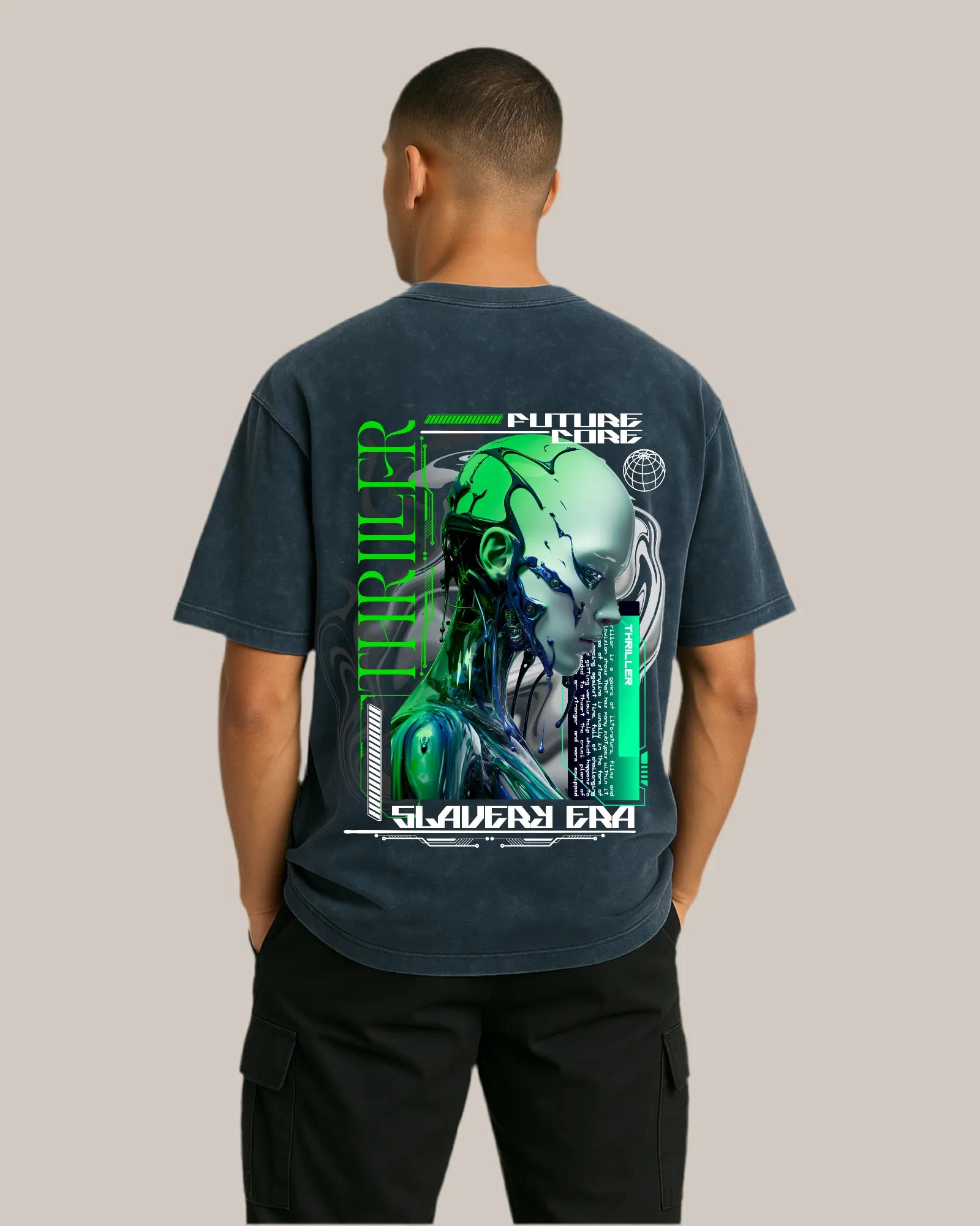 Acid Wash Oversized T-shirt: Thriller Future Core