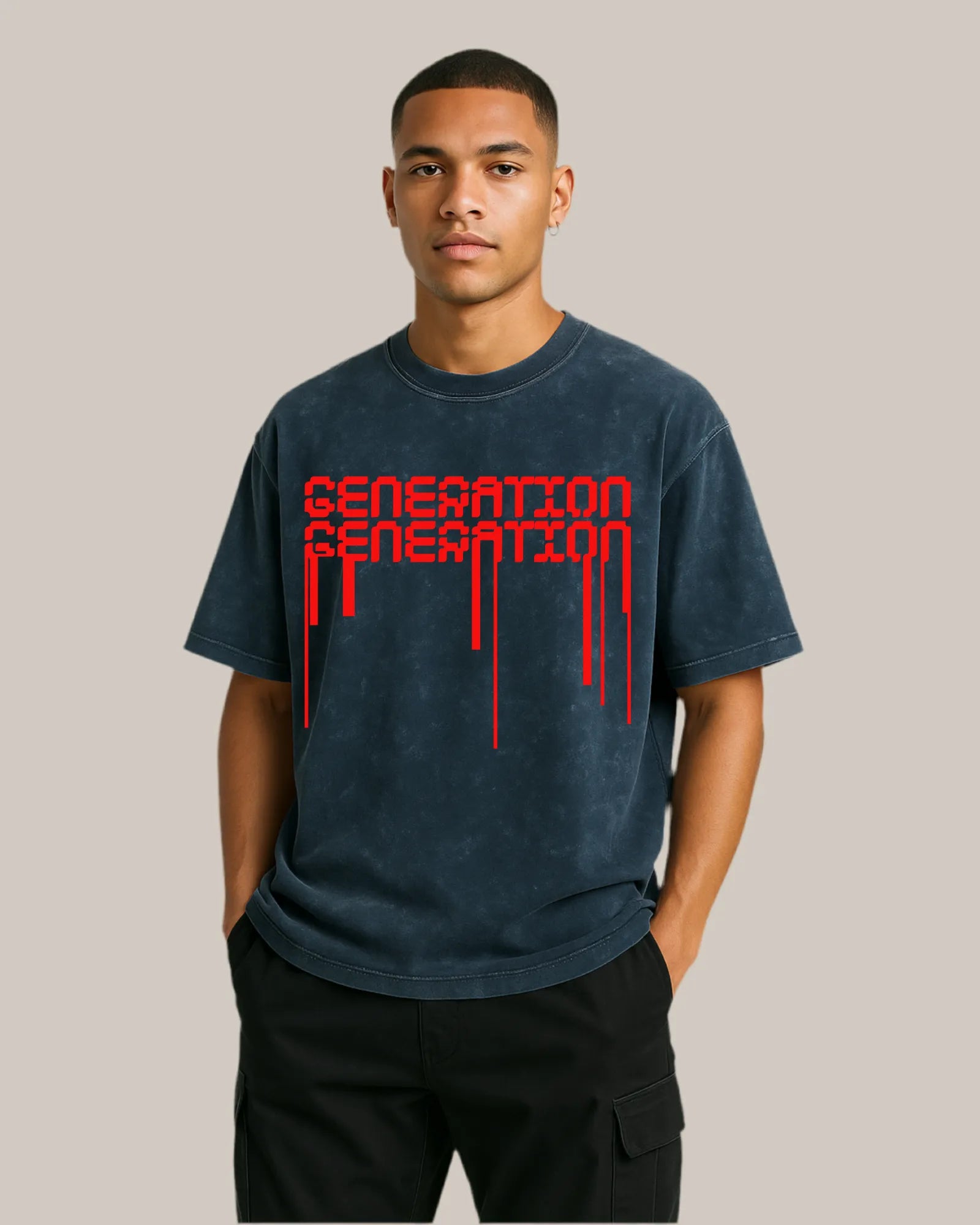Acid Wash Oversized T-shirt: Cybernetic Generation