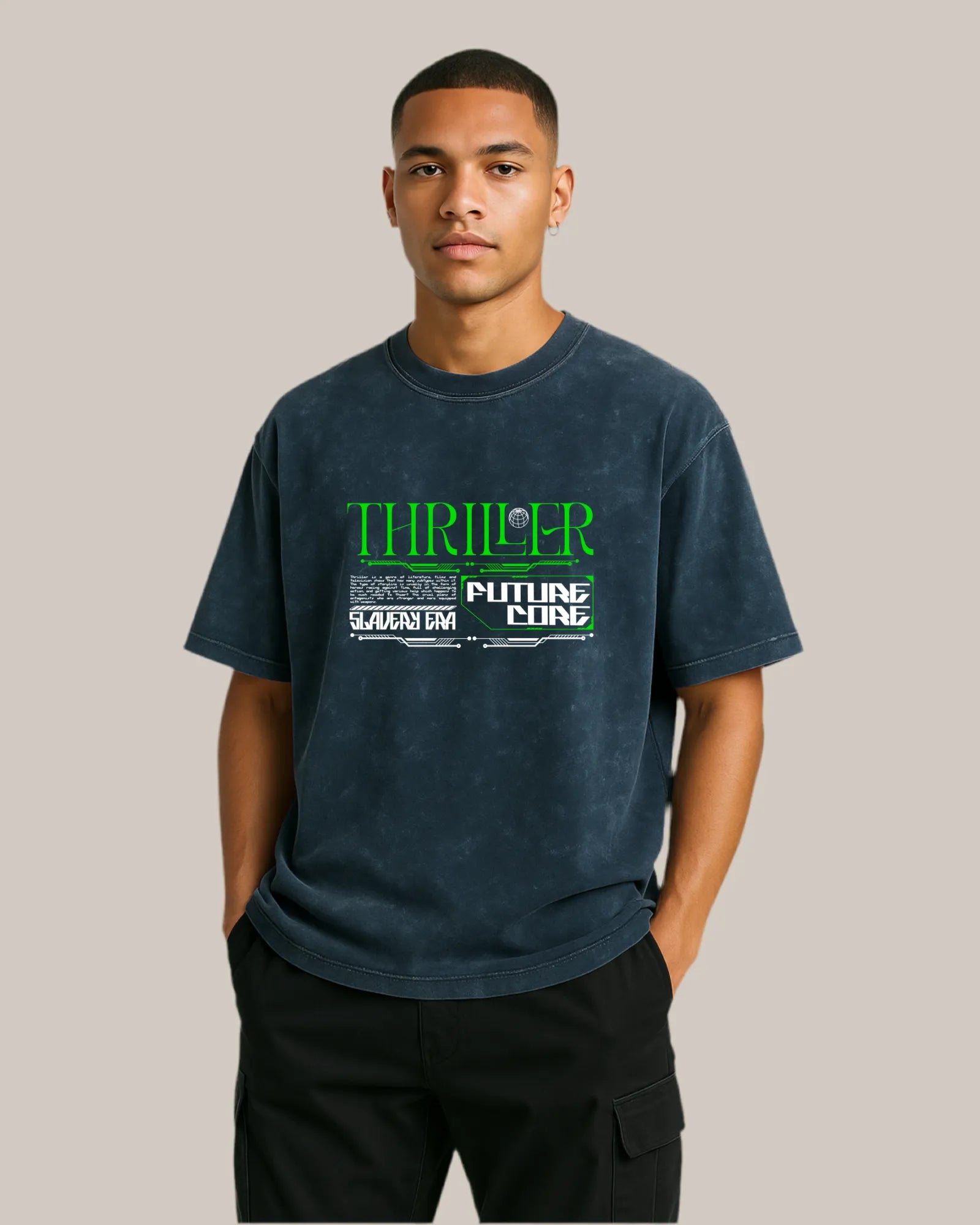 Acid Wash Oversized T-shirt: Thriller Future Core