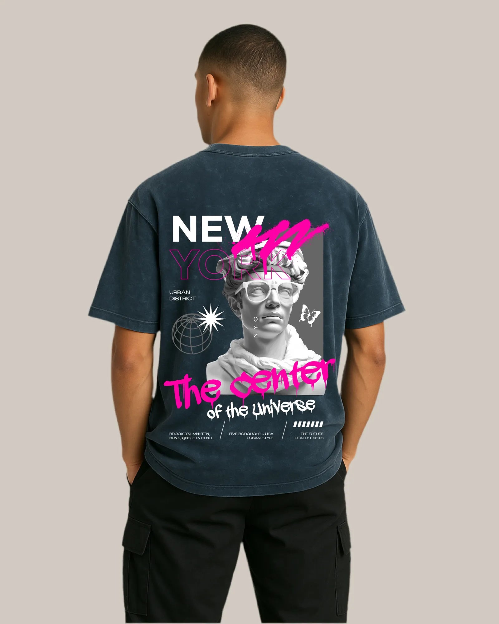 Acid Wash Oversized T-shirt: NYC -The Urban Core