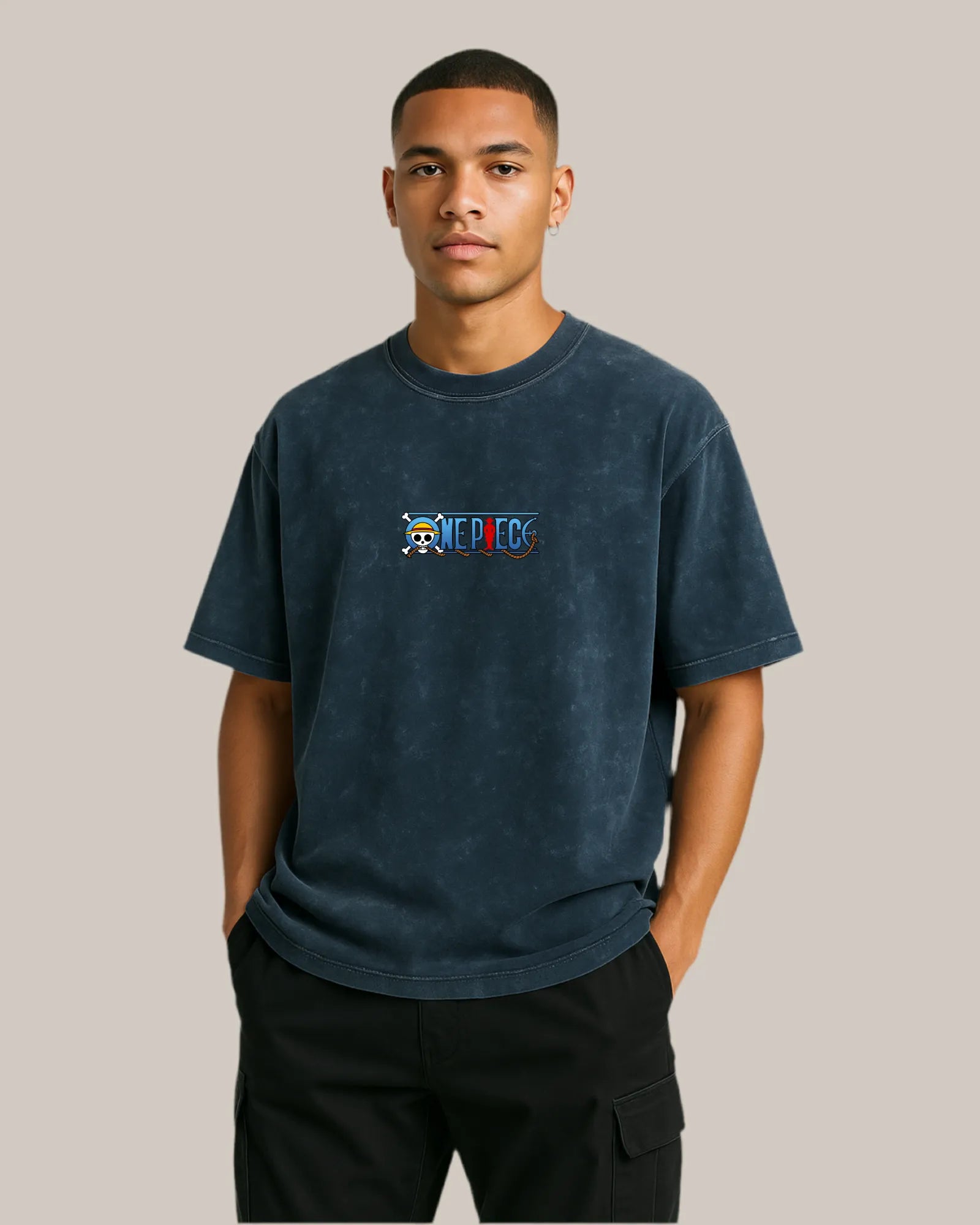 Acid Wash Oversized T-shirt: One Piece “Luffy Gear Punch”