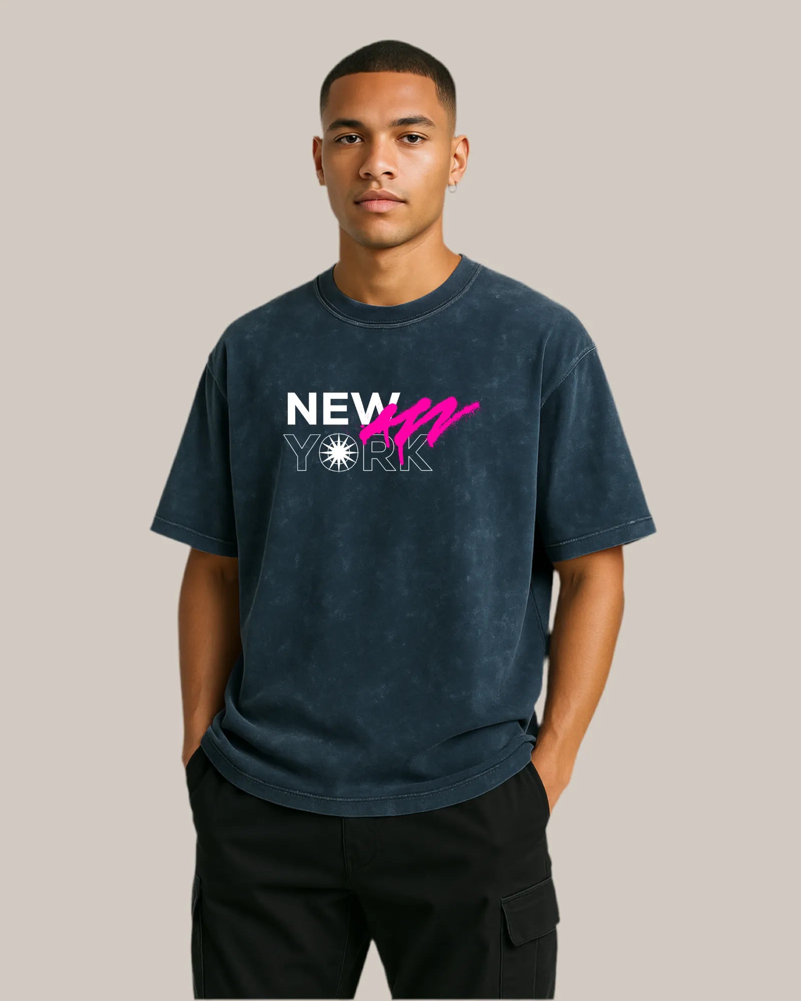 Acid Wash Oversized T-shirt: NYC -The Urban Core
