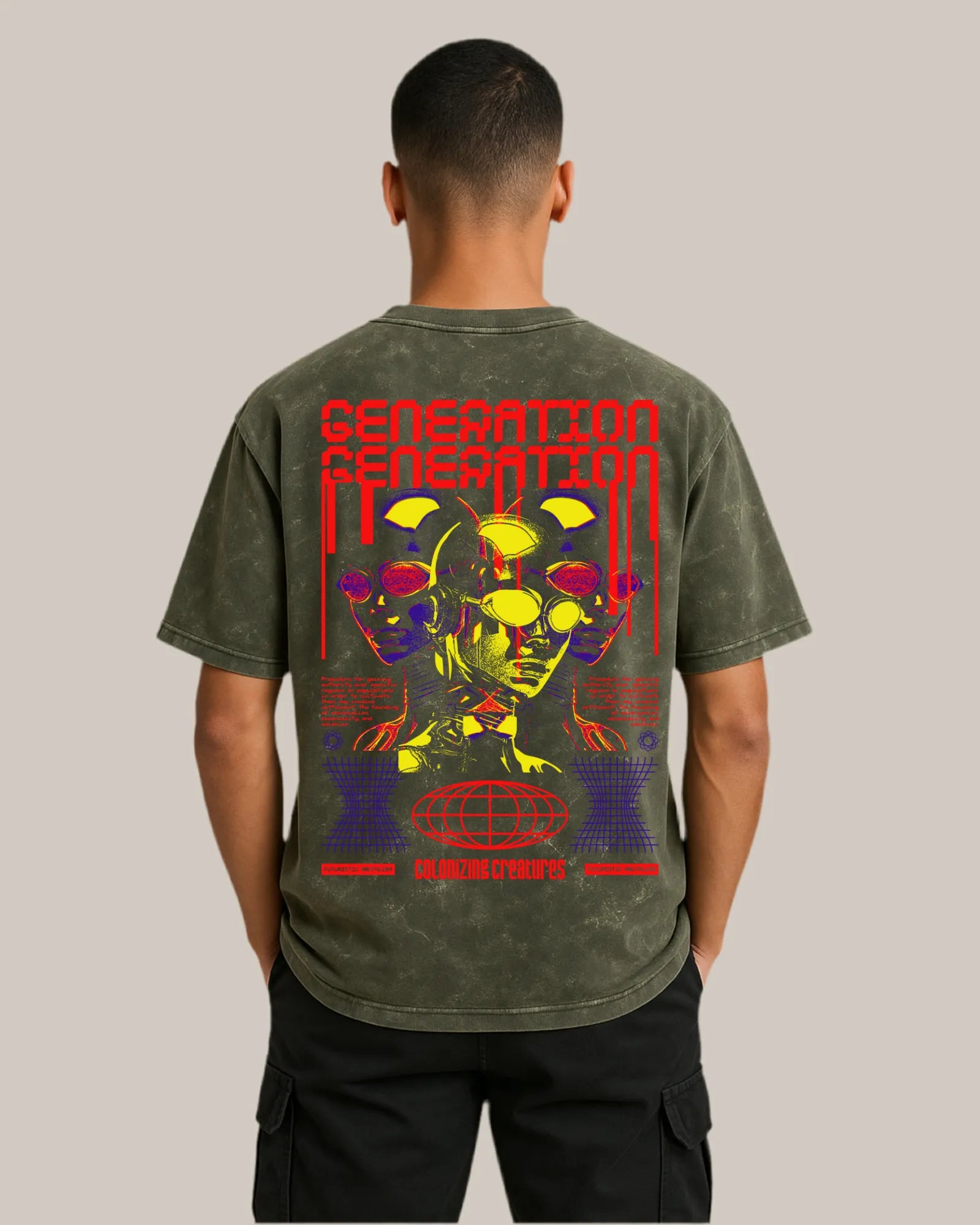 Acid Wash Oversized T-shirt: Cybernetic Generation