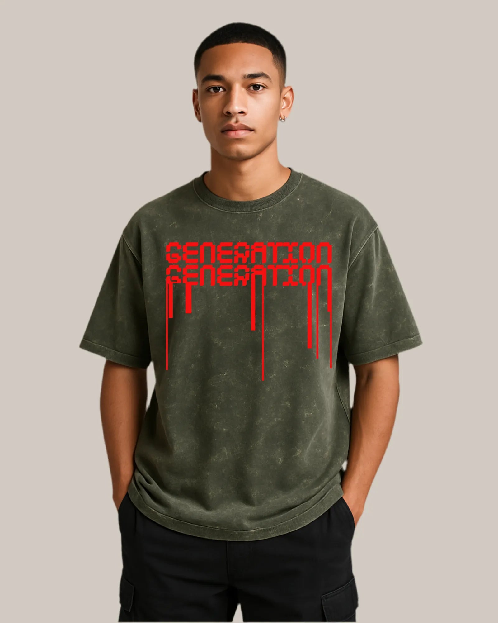 Acid Wash Oversized T-shirt: Cybernetic Generation