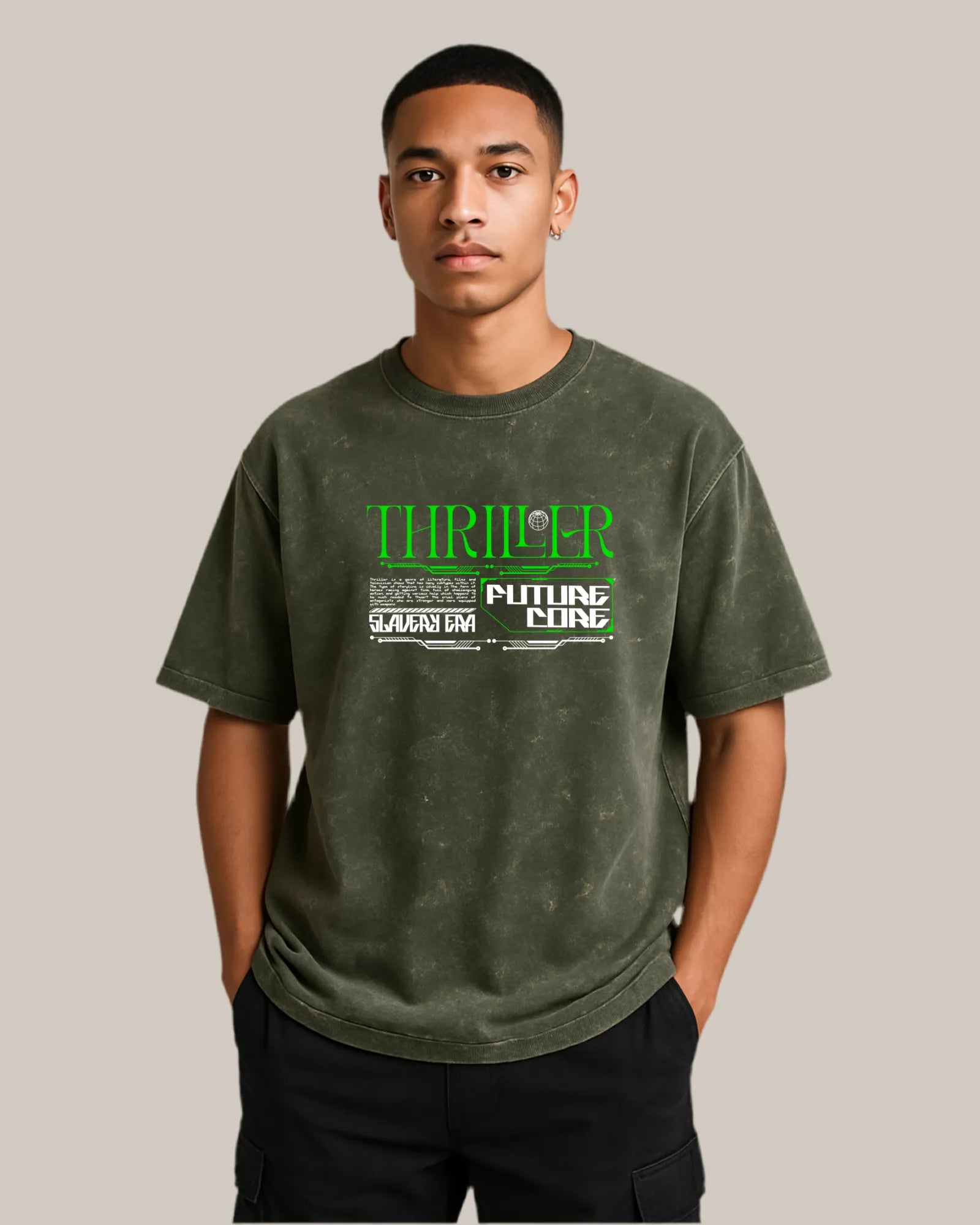 Acid Wash Oversized T-shirt: Thriller Future Core