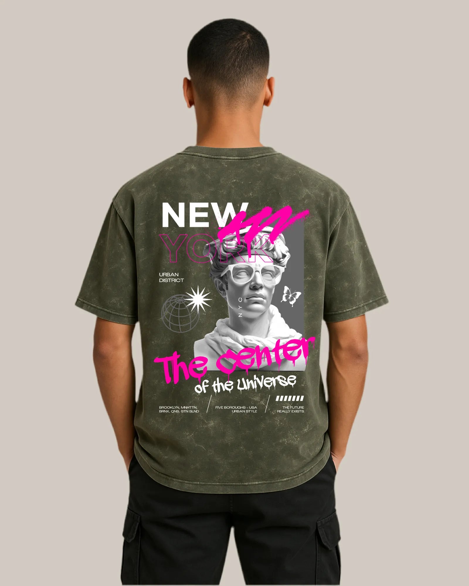 Acid Wash Oversized T-shirt: NYC -The Urban Core