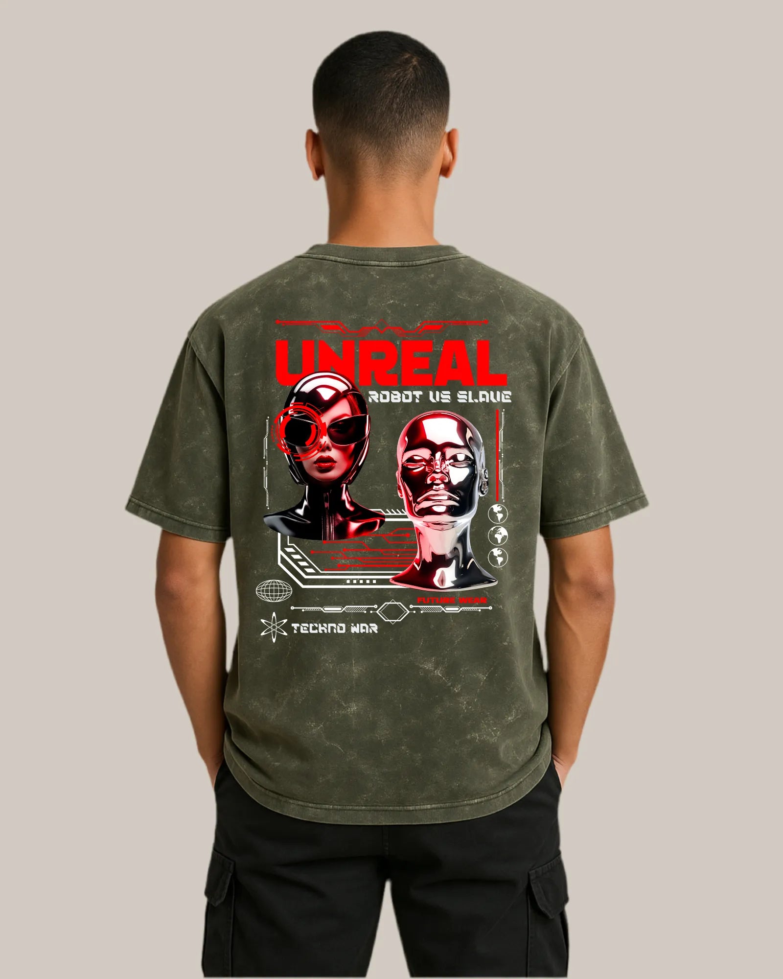 Acid Wash Oversized T-shirt: Unreal Techno