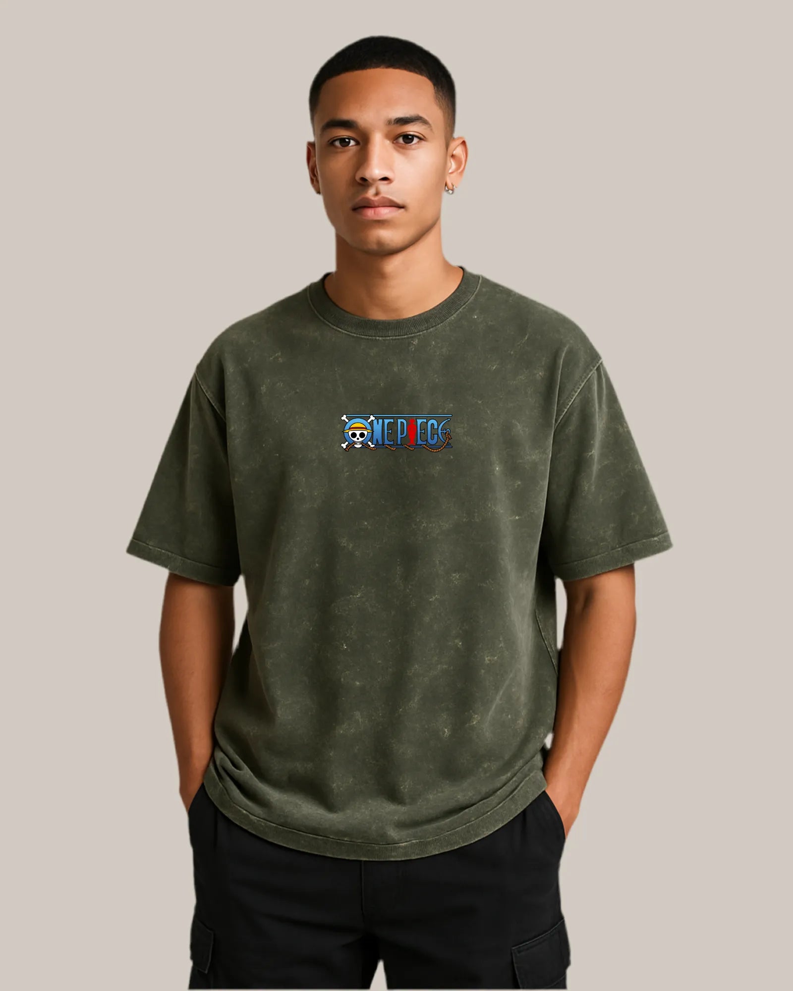 Acid Wash Oversized T-shirt: One Piece “Luffy Gear Punch”