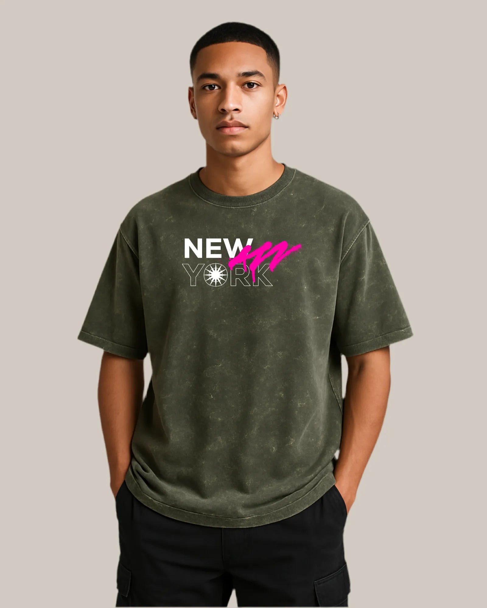 Acid Wash Oversized T-shirt: NYC -The Urban Core