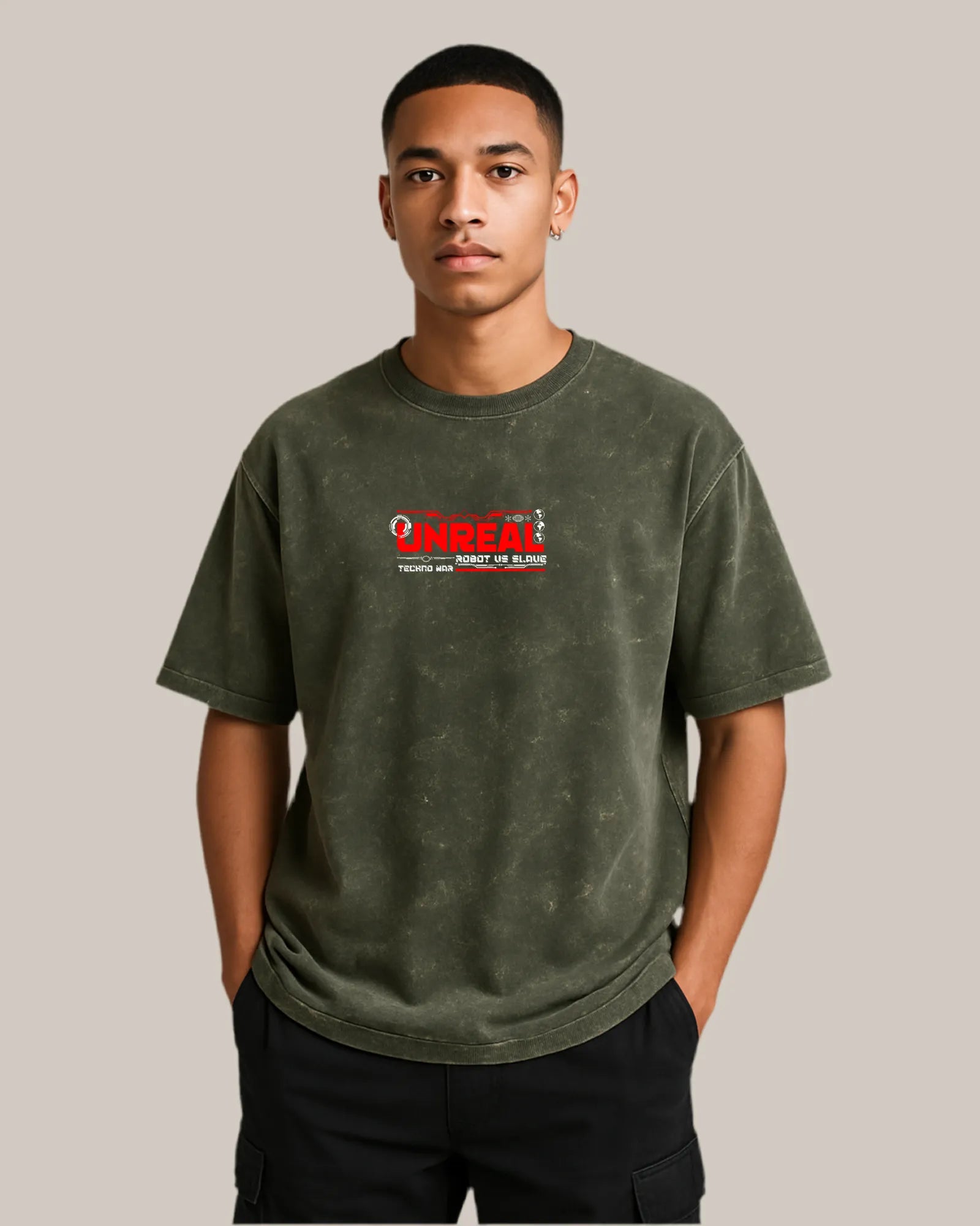 Acid Wash Oversized T-shirt: Unreal Techno